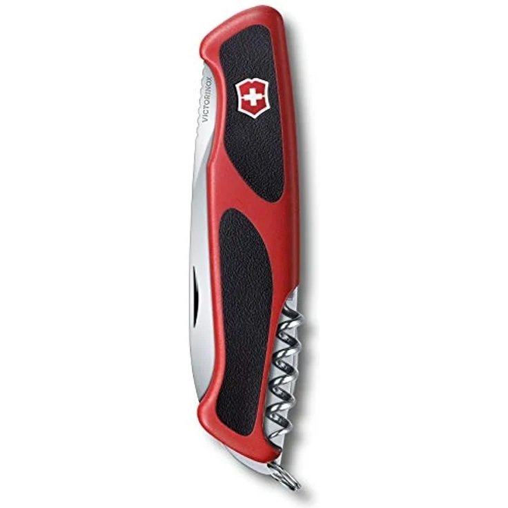 Victorinox Schweizer Taschenmesser Gross, Ranger 68 Grip, Swiss Army Knife, 11 Funktionen, Feststellklinge, Dosenöffner, Korkenzieher, rot/schwarz – Bild 2