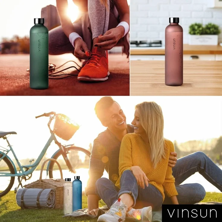 Vinsun Trinkflasche Tritan Wasserflasche 1L, Sportflasche Kohlensäure geeignet & BPA frei, Auslaufsicher, bruchsicher, geruchs- und geschmacksneutral – Bild 5