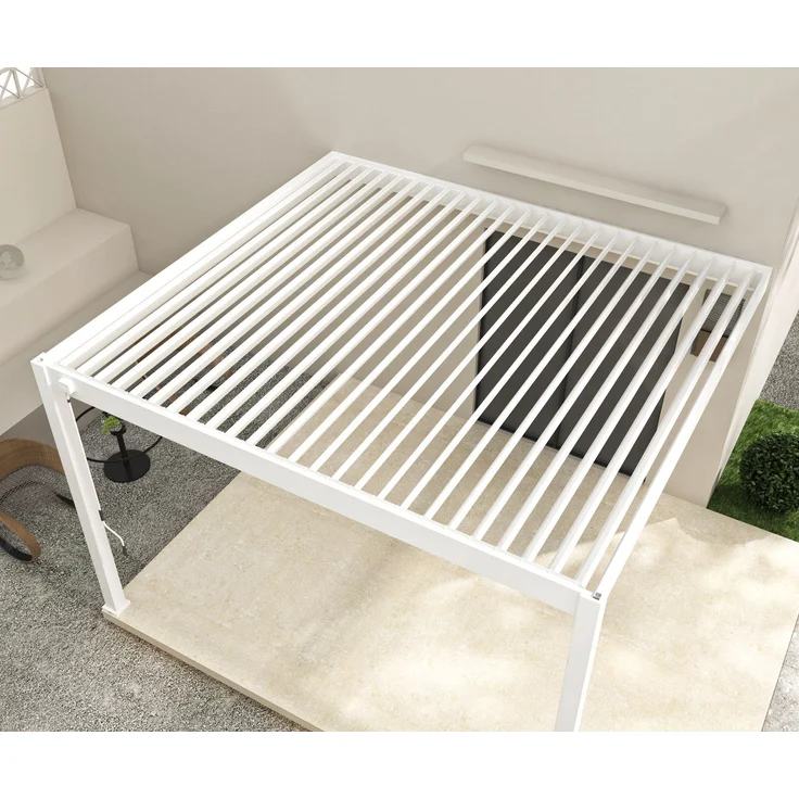 Weide Deluxe | Wand Pergola | Voll Aluminium | 3 x 4 M | Lamellendach weiß – Bild 8