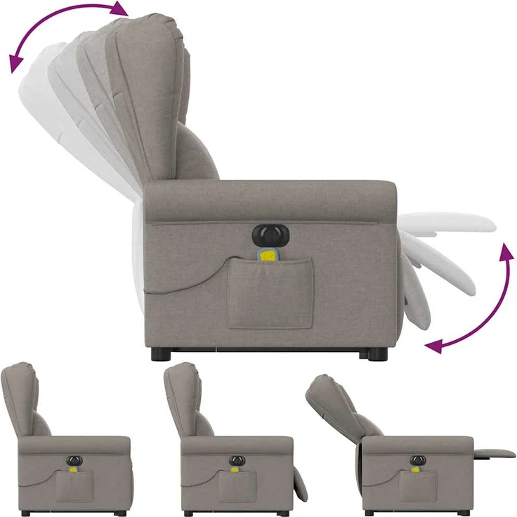vidaXL Elektrischer Massagesessel mit Aufstehhilfe Taupe Stoff 3303411 – Bild 6