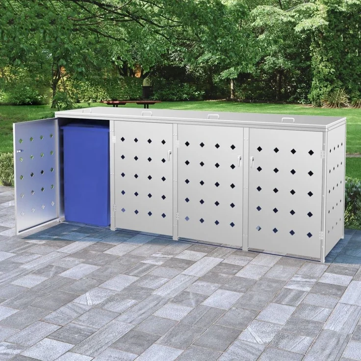 vidaXL Mülltonnenbox für 4 Tonnen 240 L Edelstahl 145382 – Bild 1