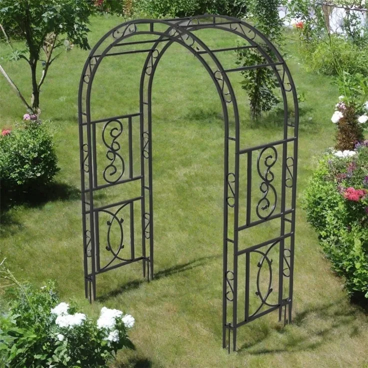 UNHO Gartenbogen aus Metall Schwarz 134 x 55 x 215 cm