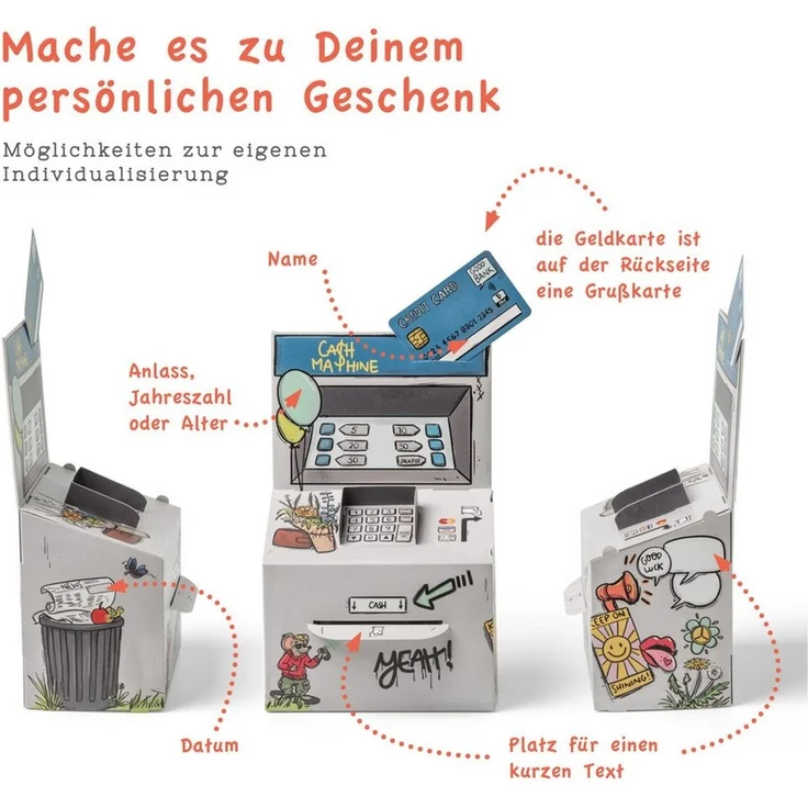 SURPRISA Geschenkbox Geld-O-Mat Geldgeschenk Verpackung – Kreatives DIY Geldautomat, für Geldgeschenke zum Geburtstag, Hochzeit & besondere Anlässe – Bild 2