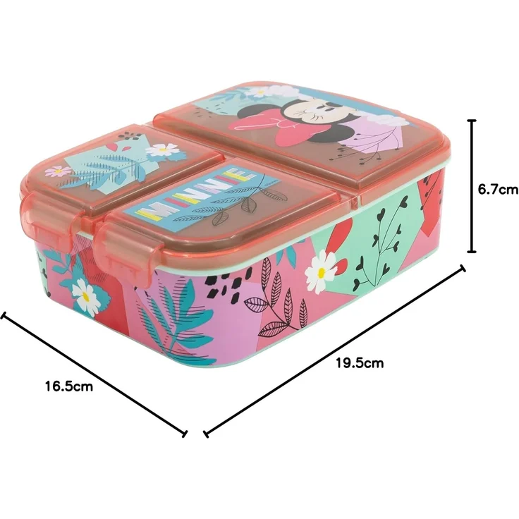 Lunchbox für Kinder mit 3 Fächern aus Kunststoff verschiedene Motive Minnie Mouse – Bild 4