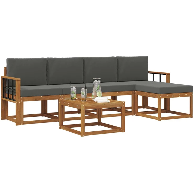vidaXL Outdoor-Sofagarnitur 6 stk. 5-Sitzer Natur und Anthrazit 3366300 – Bild 3