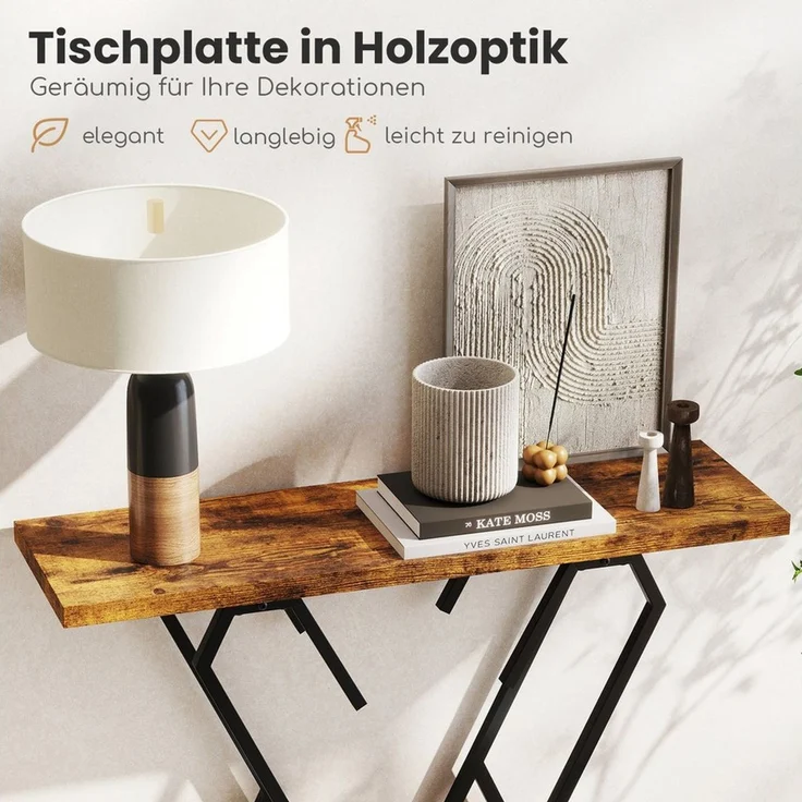 COSTWAY Konsolentisch, Marmor schmal, Metallrahmen in Schmetterlingsform Gold – Bild 2