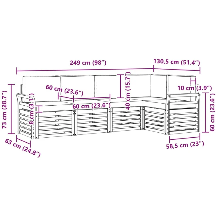 vidaXL Outdoor-Sofagarnitur 5 stk. 5-Sitzer Weiß und Beige Polyester 3391838 – Bild 8
