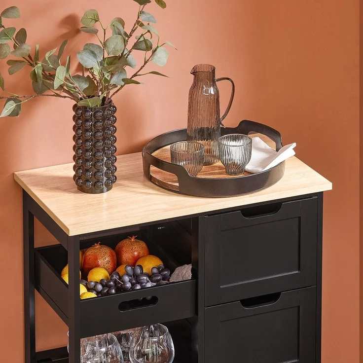 SoBuy FKW79-SCH Küchenwagen, MDF, Lackiert, Schwarz, 67 x 84,5 x 37 cm – Bild 6