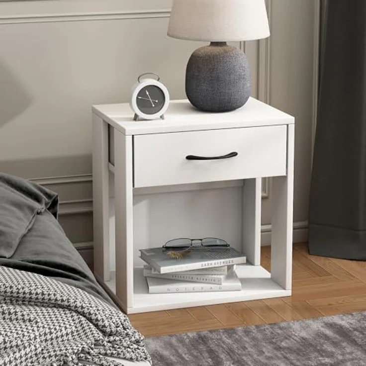 Vicco Virela Nachttisch, Weiß, Rechteckig, 1 Fach, 39x41x28 cm, Holzwerkstoff, Schlafzimmer – Bild 2