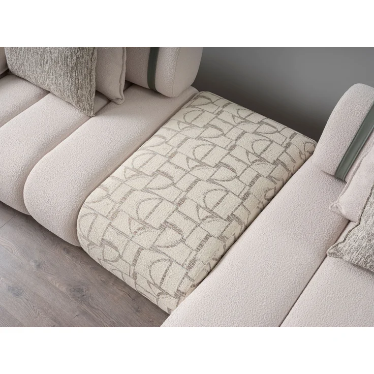 Sitzgruppe/Sofa Set - Wohnzimmergarnitur "Luccani" 3 Sitzer + Ecksofa + Mittelkonsole +1 Sitzer-White/Mintgrün – Bild 5