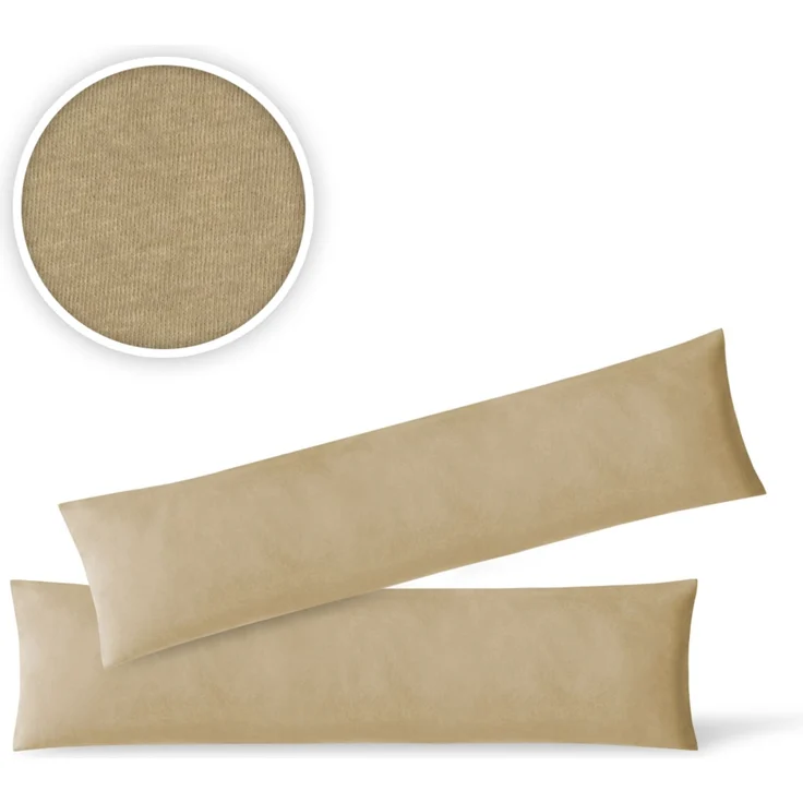 Jersey Kissenbezug, 2er Set, Baumwolle, Sand, 40x145 cm – Bild 2