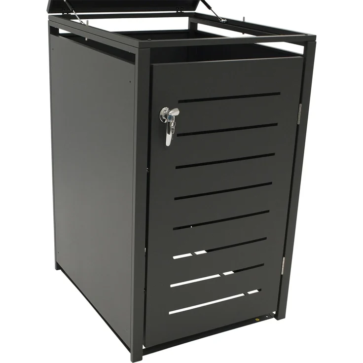 DEGAMO KÖLN Mülltonnenbox 1-er, Stahl verzinkt, anthrazit, 68x80x116cm für Tonnen bis 240 Liter – Bild 8