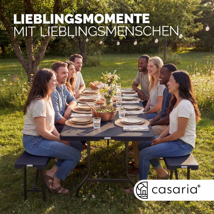 CASARIA® Bierzeltgarnitur Kunststoff 180cm 3-teilig Set – Bild 9