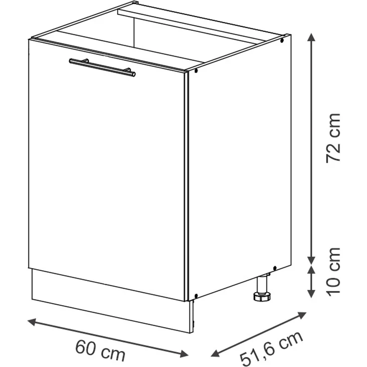 Küchenunterschrank Fame-Line Bordeaux Hochglanz/Anthrazit 60 cm 1 Tür mit Arbeitsplatte Vicco – Bild 2