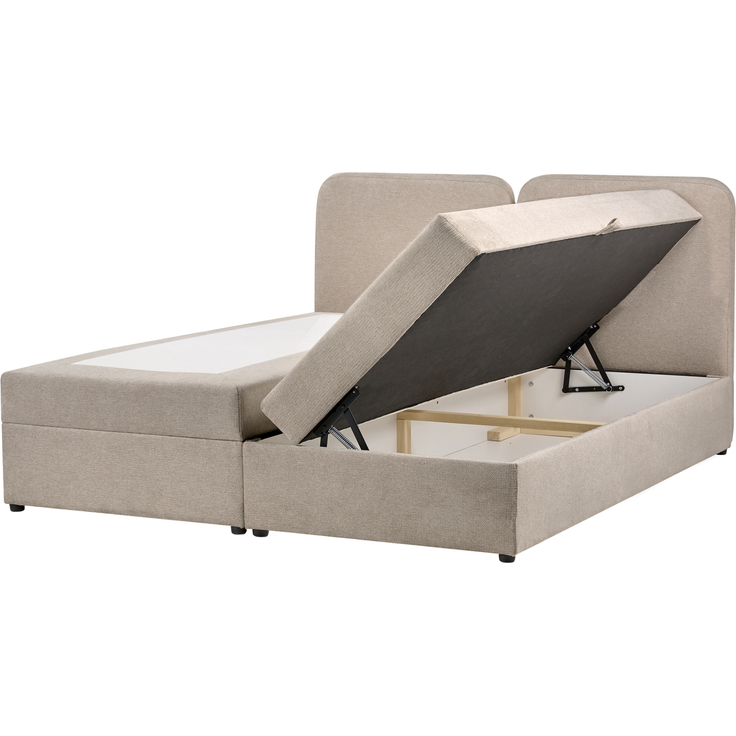 Boxspringbett mit Stauraum Stoff CHANCELLOR 180x200 cm Taupe