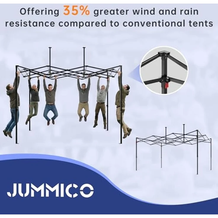 JUMMICO 3x4.5 m Schwerlast-Faltpavillon für Extremes Wetter｜Spitzdach & 110g silberbeschichtetes Oxford｜Verstärkte Klettfixierung｜Mehr Stauraum & Stabilität – Bild 2