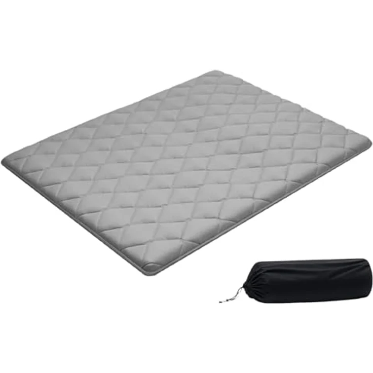 VEVOR japanische Futon-Matratze (2032 x 1524 x 63,5 mm), Faltbare Tatami (Queen Size), Bodenmatratze mit Aufbewahrungstasche & Befestigungsmaterial, 9-lagige Schlafmatte für Meditation Yoga, Grau – Bild 1