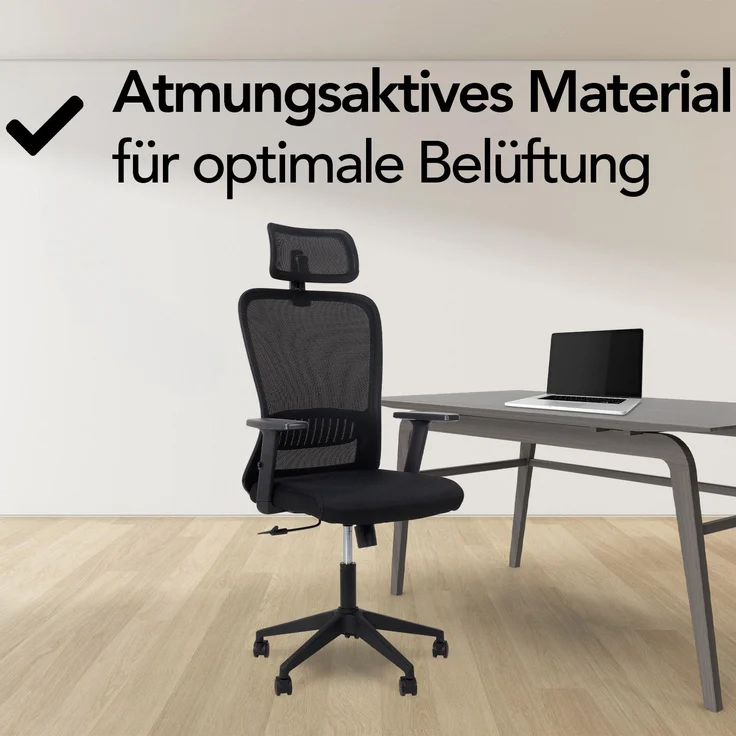 Brixy Ergonomischer Bürostuhl - Bürostühle Für Erwachsene - Voll verstellbar - Office Office Chair - Schwarz – Bild 4