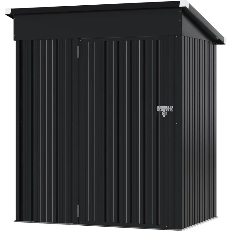 Aoxun Gerätehaus Metall 150x91x185cm, Geräteschuppen, Pultdach mit Belüftungslöcher Abschließbarer Tür für Outdoor Garten Schuppen,Schwarz – Bild 3