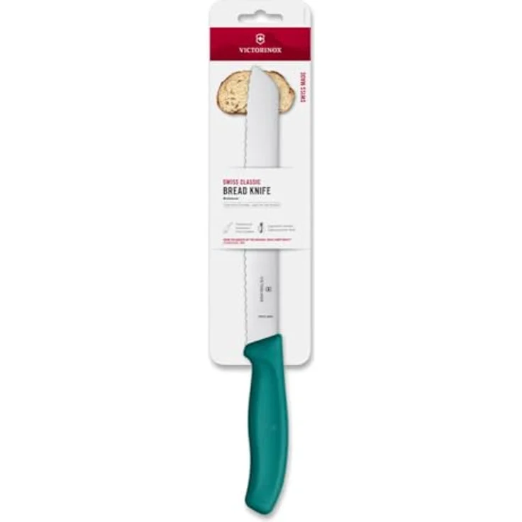 Victorinox Swiss Classic Profi Brotmesser, Extra Scharfe Klinge, Wellenschliff, 21 cm, Robuster Kunststoffgriff, Rostfreier Stahl, grün – Bild 3