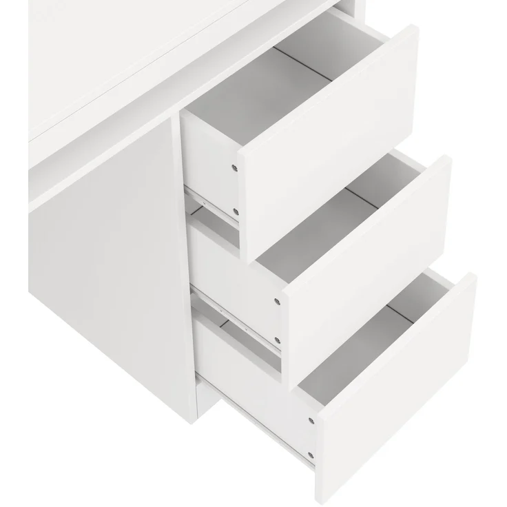 Schreibtisch mit LED-Beleuchtung und 3 Schubladen, 120x50x78,5 cm, Weiß – Bild 9