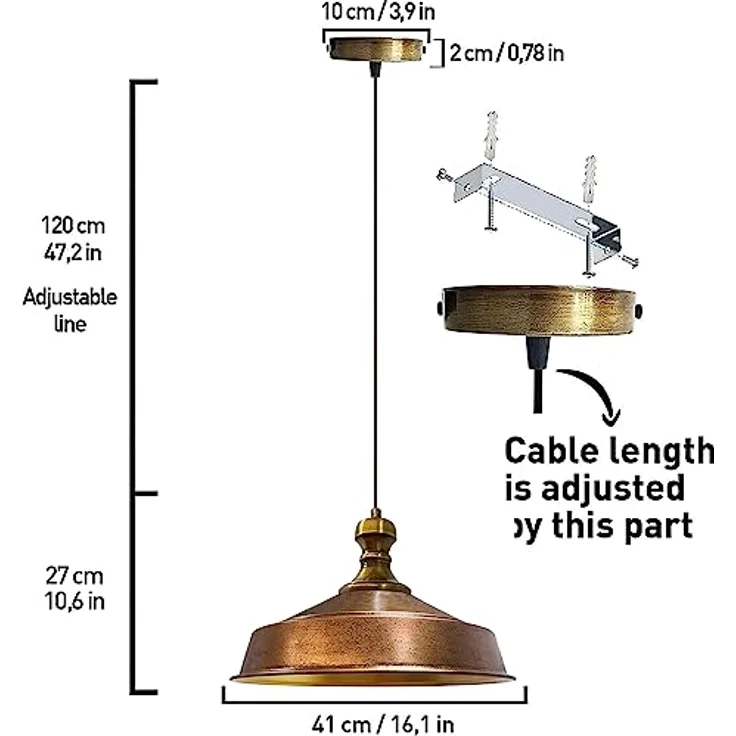Bamyum Pendelleuchte Bamyum Asletl-Knob Industrie Pendelleuchte, 41 cm Moderne Metall Lampe – Bild 7