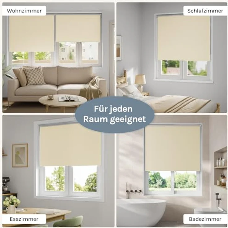 WOLTU Verdunkelungsrollo, nur zur Schraubmontag Thermo Verdunkelungsrollo mit Kette, Sichtschutz für Türen und Fenster, 140x160 cm [Stoffbreite: 136 cm], Beige – Bild 7