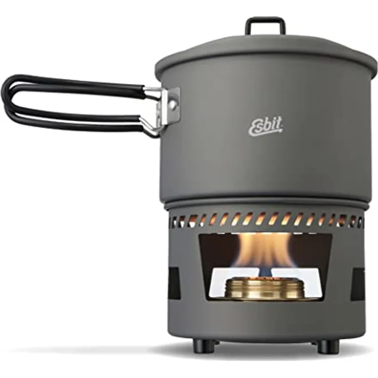 ESBIT Spiritus-Kochset Topf Aluminium 1 5 l Aluminium Schwarz Aluminium 15 4 cm