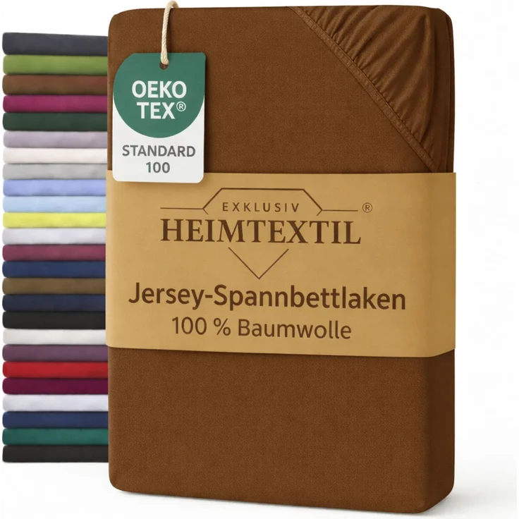 EXKLUSIV HEIMTEXTIL Jersey Spannbettlaken Premium 160 x 200 cm Schokobraun 100% Baumwolle Öko - Tex Zertifiziert Bed-Sheet Bettlaken Spannbetttuch Topper Leinentuch – Bild 1