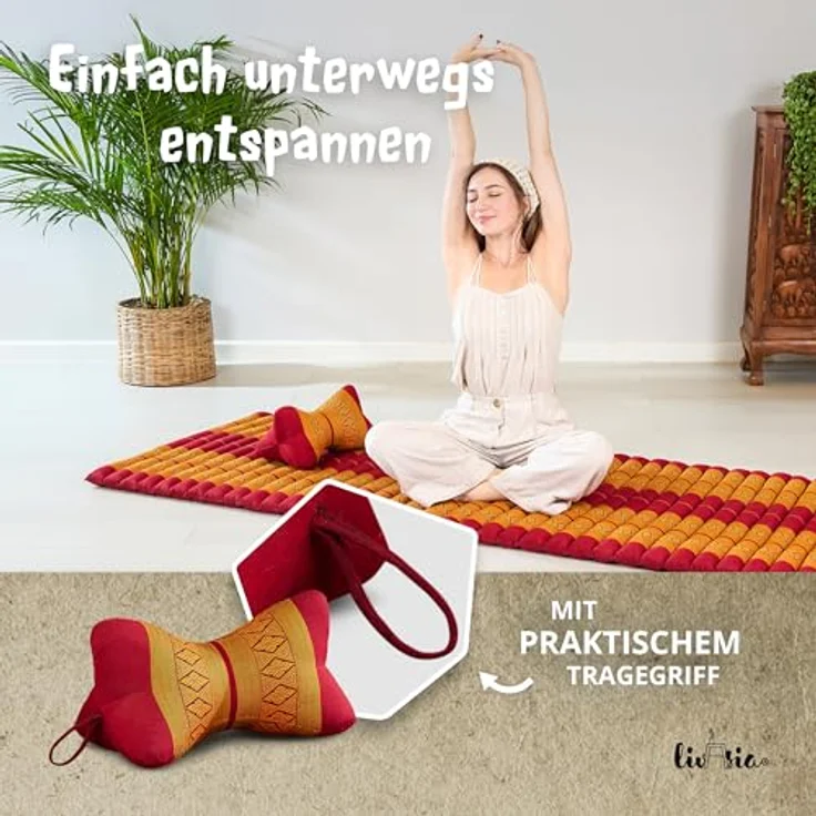 livasia Nackenstützkissen Knochenkissen, vegan und handgefertigt, Ø 15x32cm, Kapok – Bild 7