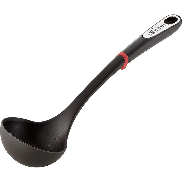 Lagostina Ingenio Smart Schöpfkelle, Kunststoff Silikon und Stahl, Schwarz und Rot