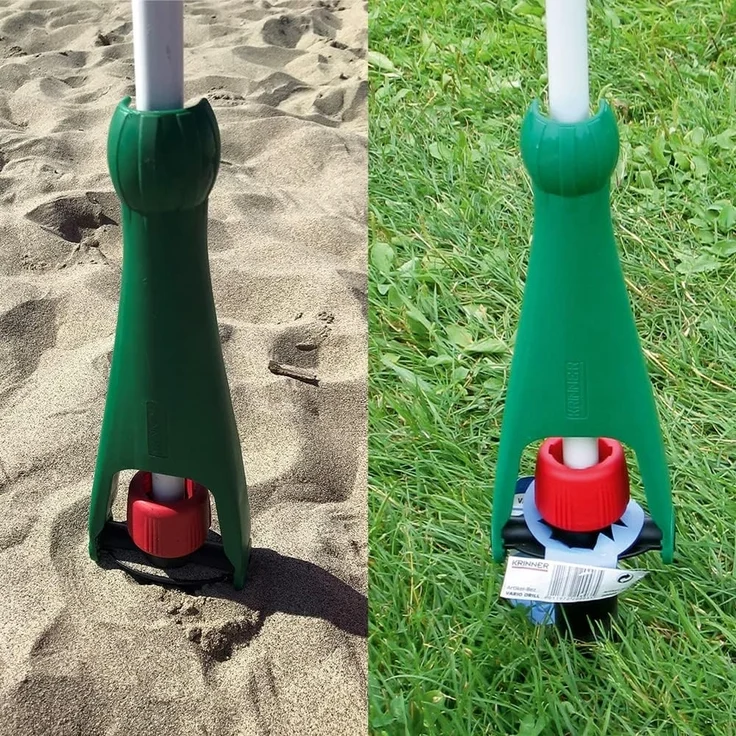 Krinner Vario Drill Sonnenschirmständer Sonnenschirmhalter Bodendübel schwarz für Strand Erde Wiese Garten Freizeit und Camping Made in Germany, 20006 – Bild 7
