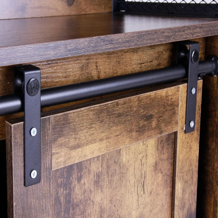 SogesHome Buffets Sideschrank Küchenschrank mit Schiebetür Sideboard mit 3 offenen Fächern für Aufbewahrung für Küchen Wohnzimmer Vintagebraun 70 x 30 x 80 cm – Bild 3