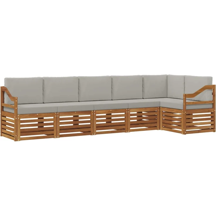 vidaXL Outdoor-Sofagarnitur 6 stk. 6-Sitzer Natur und Hellgrau 3374906 – Bild 2