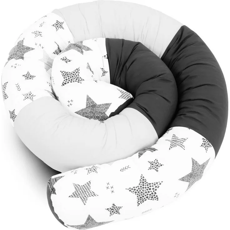 Amilian Nestchenschlange Bettschlange 210cm - Seitenschläferkissen - Nestschlangen, gepolstert, flexibel einsetzbar, pflegeleicht, Made in EU