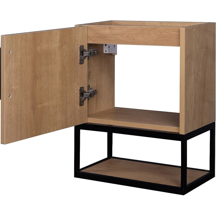 Vente-unique - Hängender Handwaschbecken-Unterschrank mit Nische und weißem Aufsatzbecken – 40 cm – Farbton helles Natur – LOPENA – Bild 4