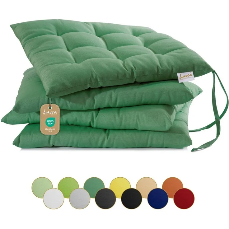 Lavea Stuhlkissen Lavea® Sitzkissen & Stuhlkissen 40x40 cm – 4er/8er Set, 40x40x3 cm, mit Stoffbändern, Indoor & Outdoor, für Garten & Balkon – Bild 1
