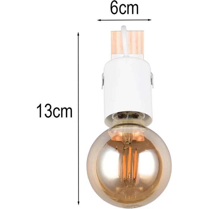 LED Wandstrahler aus Metall in Weiß mit Naturholz, Höhe 13cm – Bild 3