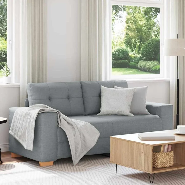 vidaXL Zweisitzer-Sofa Hellgrau 180x77x82 cm Stoff 4105078 – Bild 1