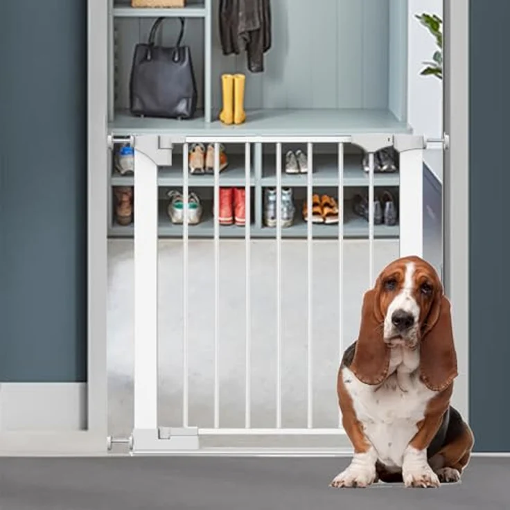 Bettacare Sicherheitsstuffen Haustiergitter, Weiß, 75cm - 82cm, Extra Niedrige Durchgangshöhe, Druckmontage Sicherheitsgitter, Haustiergitter für Treppen, Einfache Installation – Bild 3