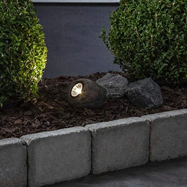 LED-Solarstein "Rocky", 1 warmwhite LED, grau – Bild 3