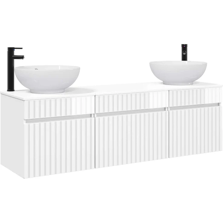 vidaXL Badezimmerschrank-Set 3 stk. Hochglanz Weiß 157 x 44,5 x 80 cm 3405761 – Bild 2