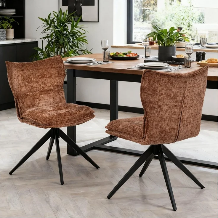 Duhome Esszimmerstuhl (8657A3), 360° Drehbar, Automatischer Rückstellfunktion, Chenille – Bild 3
