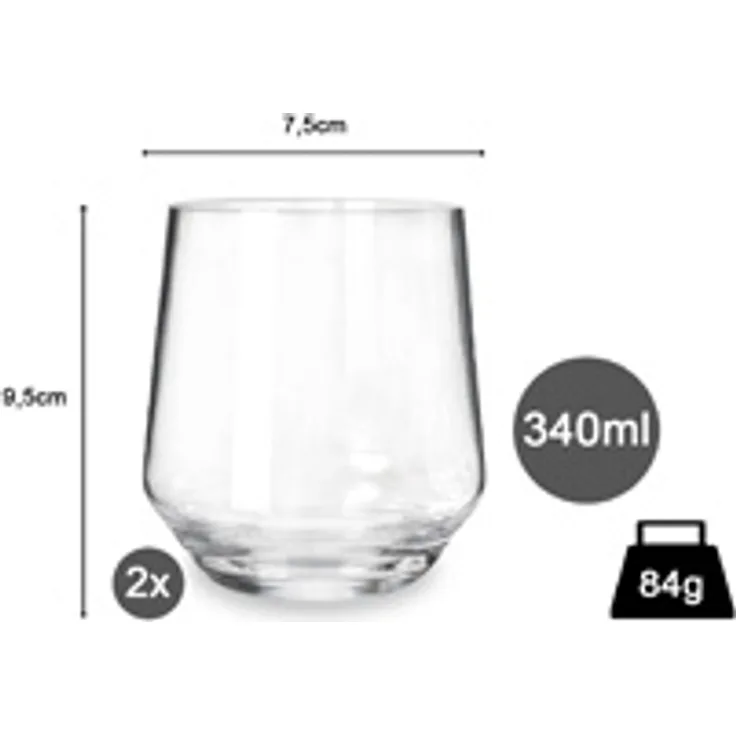 Milano Wasser Glas 2 Stück (12,5 oz) 340 ml