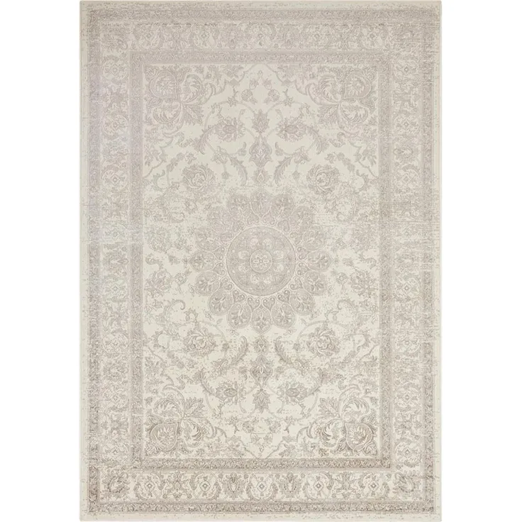 Samt Teppich Täbris, Teppich Boss, rechteckig, Antik Look, Orientalisches Design, Bordüre, weich, Wohnzimmer, Diele, Flur - 160x230x0,3cm - creme, antrazit
