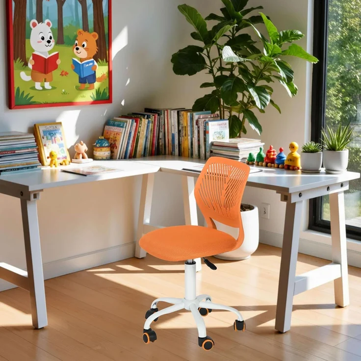 FurnitureR Kinderstuhl Schreibtisch Höhenverstellbar, bunter ergonomischer Jugendstuhl mit Rückenlehne und Armlehnen, Kinderstuhl mit 5 Rädern, für Kinder 3-10 Jahre alt, maximale Belastung 100 kg