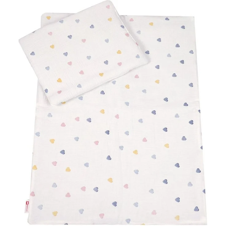 Babydecke BabyLux Babydecke Musselin Kinderwagendecke Kuscheldecke 75x60cm MPM, BabyLux, D4 Bunte Herzen MPM – Bild 2