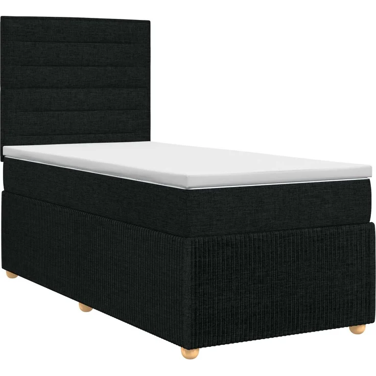 vidaXL Boxspringbett mit Matratze Schwarz 100 x 200 cm Stoff 3454321 – Bild 2