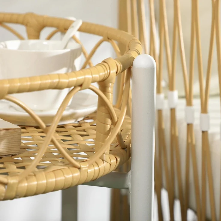 Outsunny Gartenlounge-Set Rattan Gartenmöbel-Set Gartengarnitur mit 2 Gartenstühle, Couchtisch, (Sitzgarnitur, 3-tlg, Balkonmöbel-Set), für Balkon, Terrasse, Gelb+Creme – Bild 8