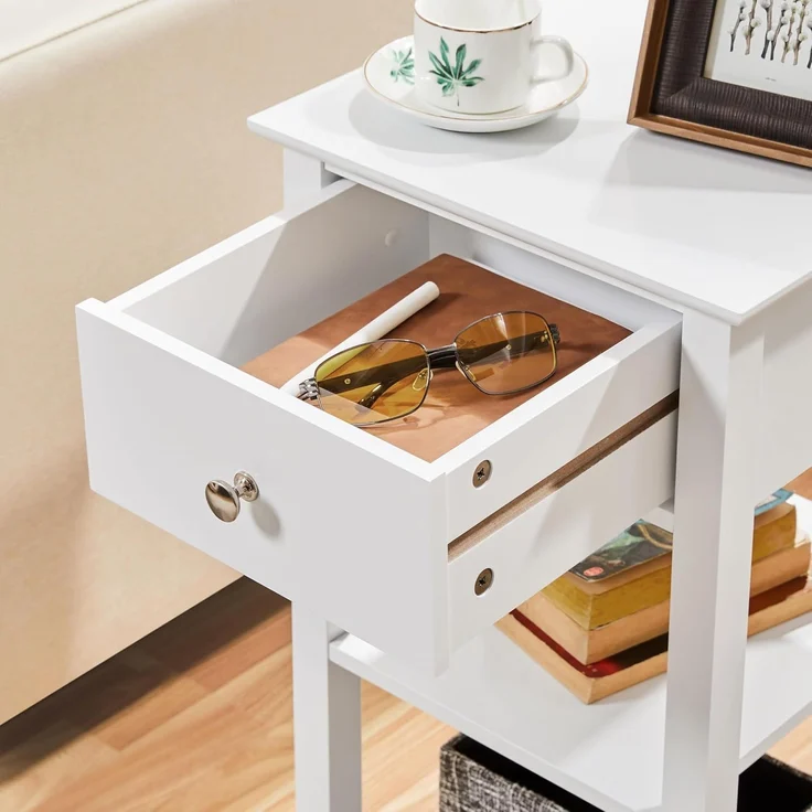 Yaheetech Nachttisch Nachtschrank mit Schublade Boxspringbett Nachtkommode Schmal Beistelltisch Sofatisch Telefontisch für Wohnzimmer/Schlafzimmer, 35 x 35 x 70 cm – Bild 9